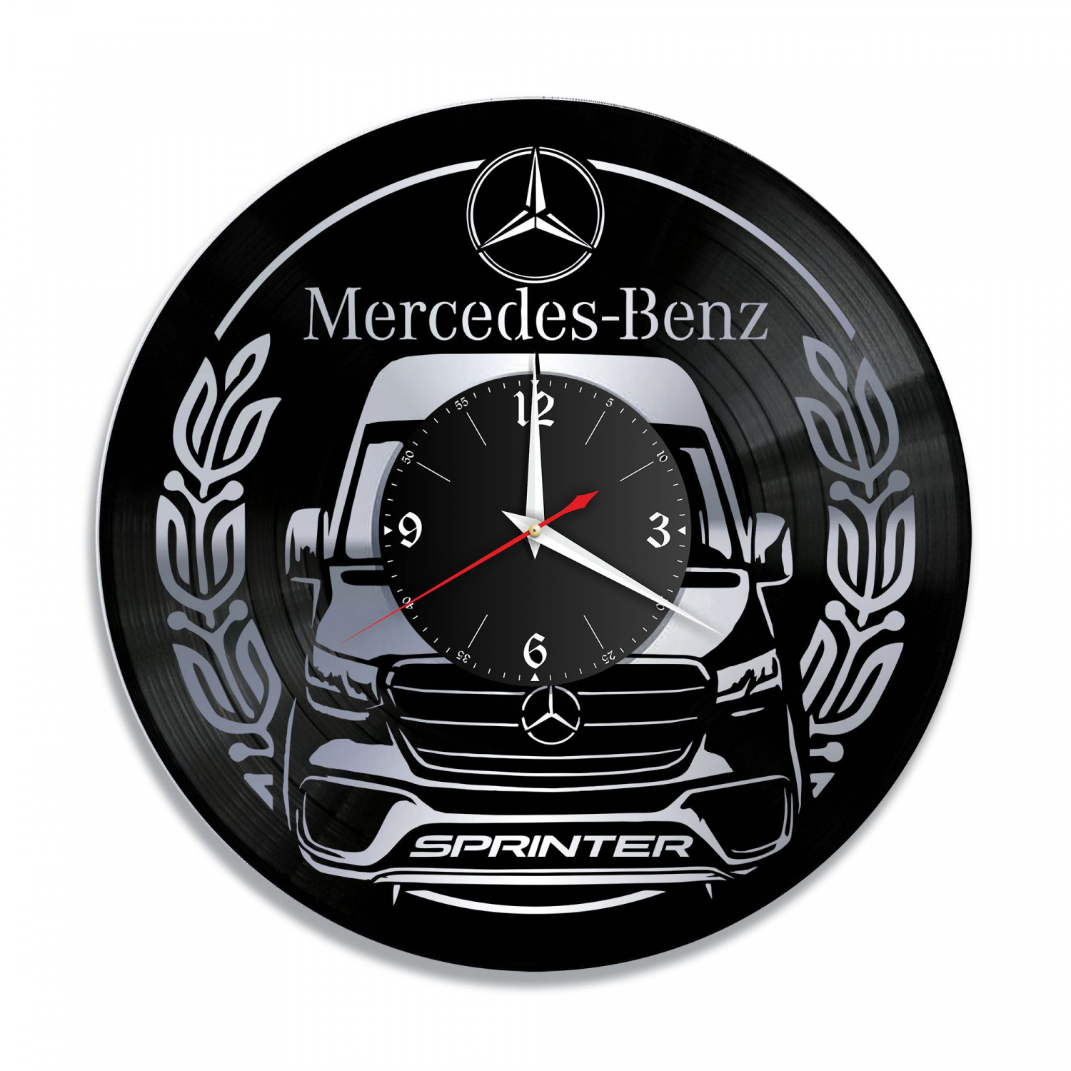 Часы настенные "Mercedes Sprinter, серебро" из винила, №3 VC-10423-2
