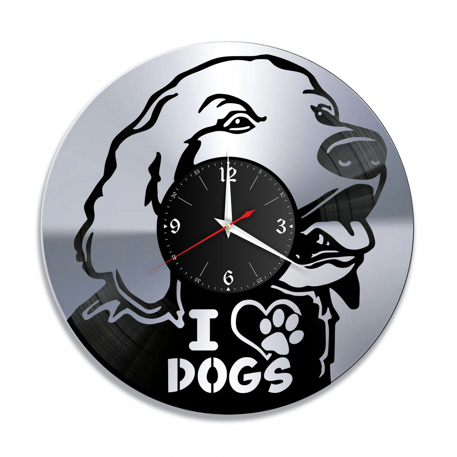 Часы настенные "Собака, серебро" из винила, №8 VC-11021-2