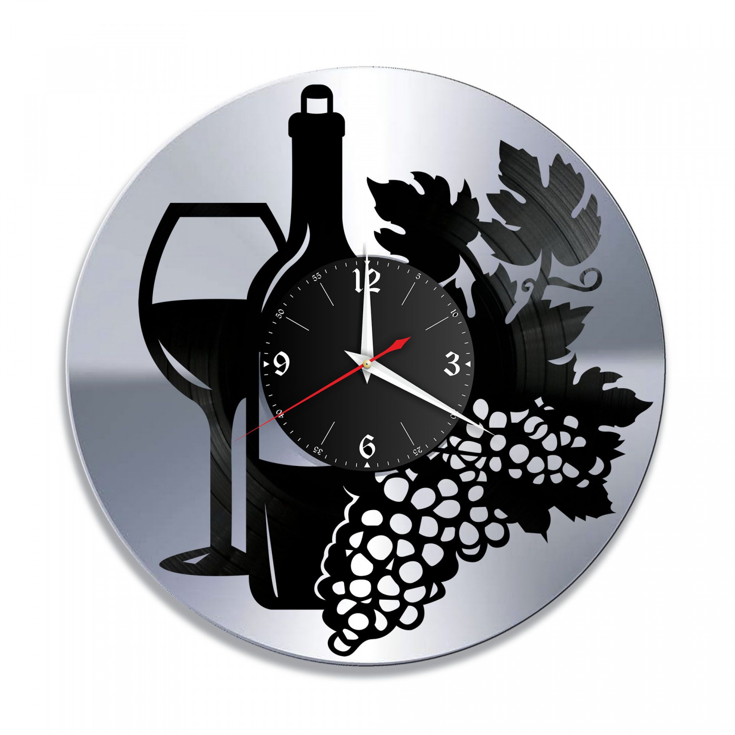 Часы настенные "Вино, серебро" из винила, №1 VC-10601-2