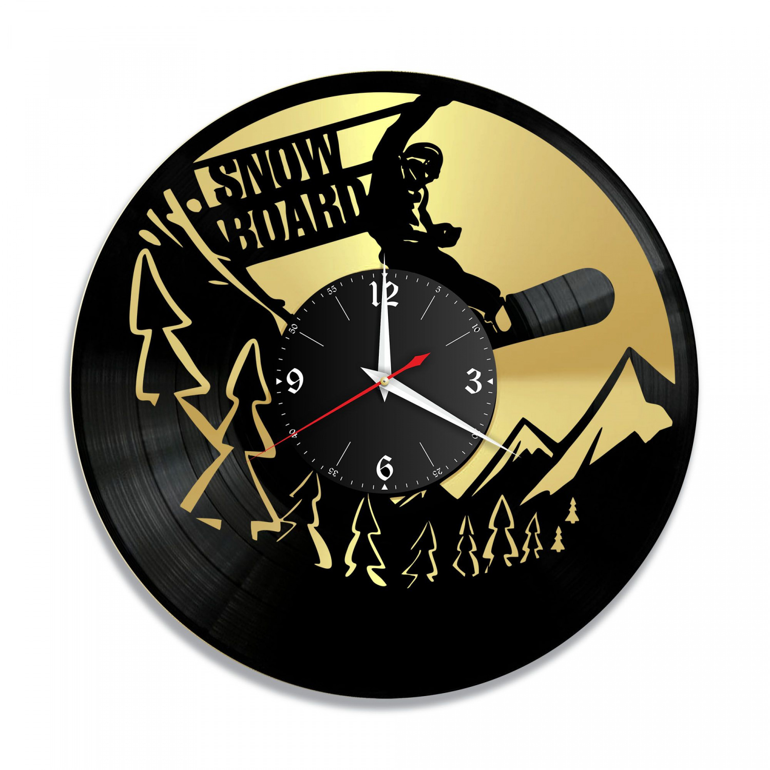 Часы настенные "Сноуборд, золото" из винила, №1 VC-10524-1