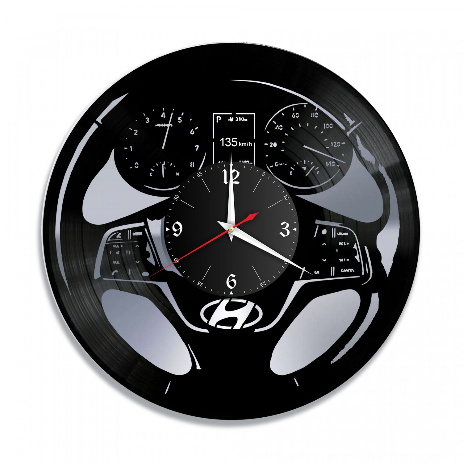 Часы настенные "Hyundai (Приборная панель), серебро" из винила, №1 VC-10415-2