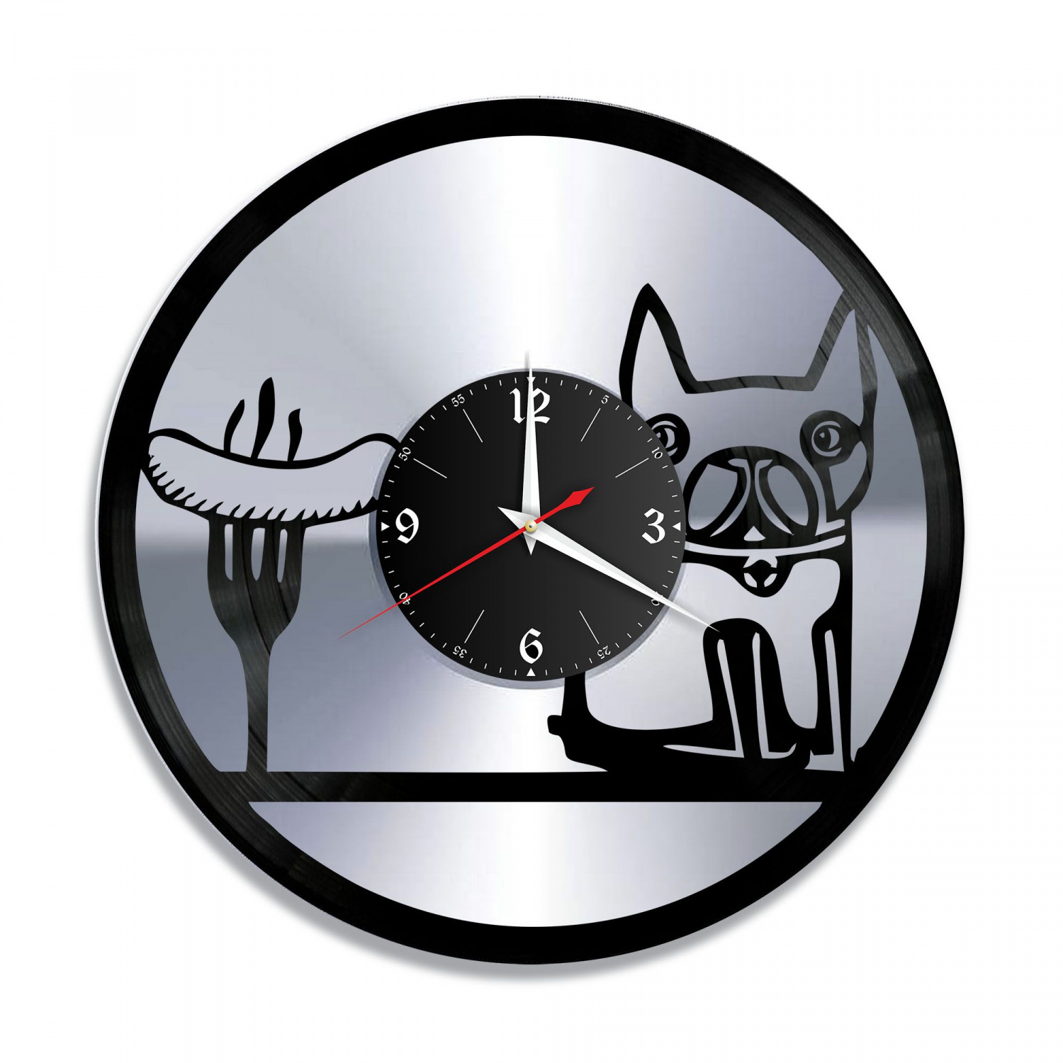 Часы настенные "Собака, серебро" из винила, №4 VC-10729-2