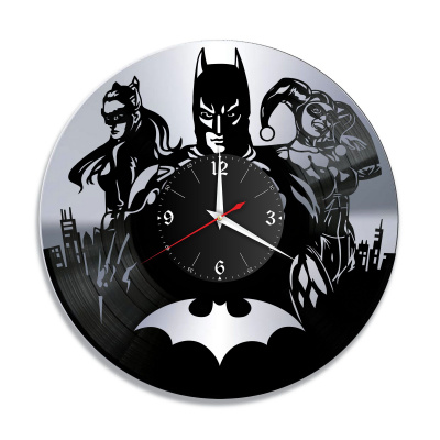 Часы настенные "Бетмен (Batman), серебро" из винила, №7
