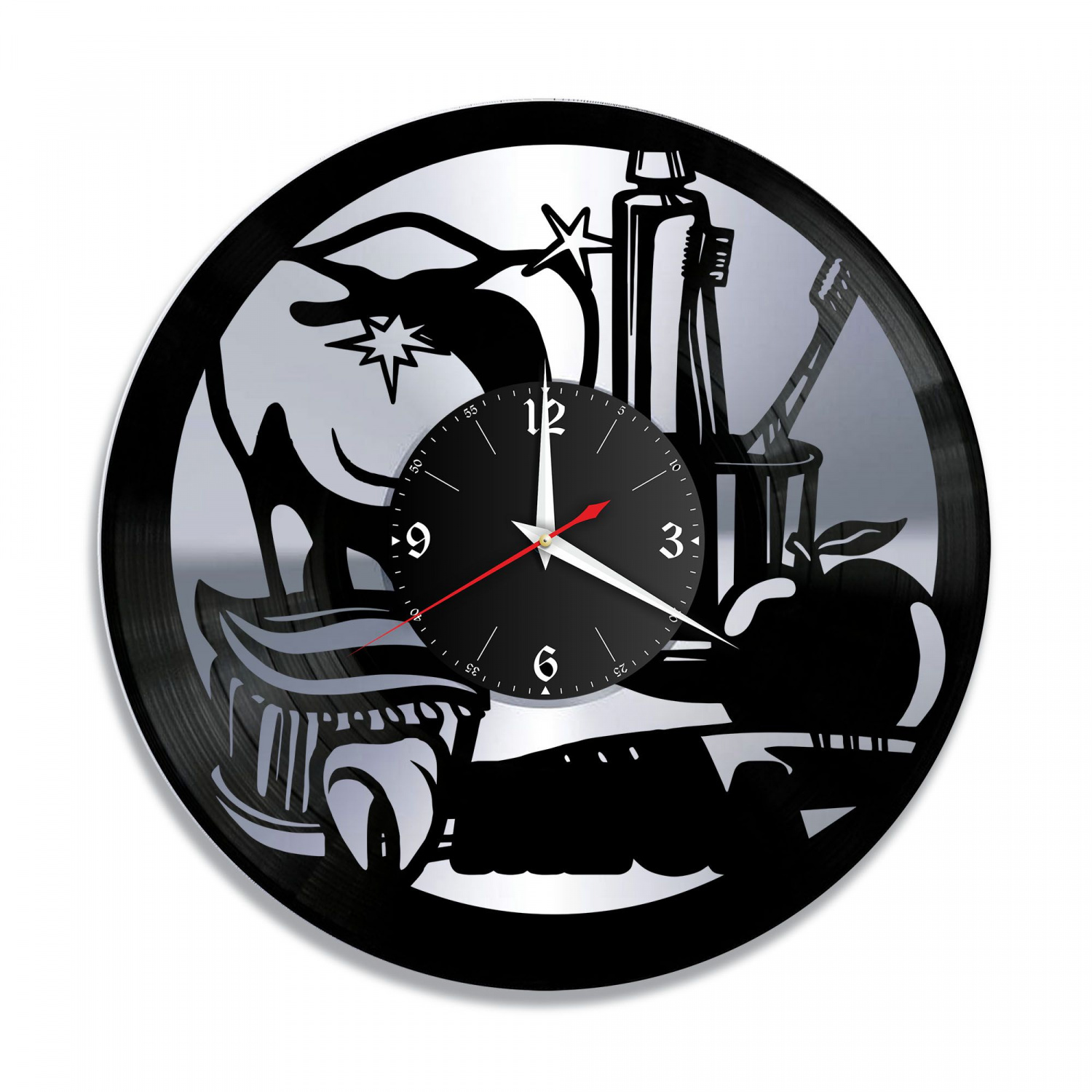 Часы настенные "Стоматолог, серебро" из винила, №2 VC-10597-2