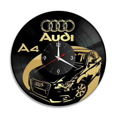Часы настенные "Audi A4, золото" из винила, №2