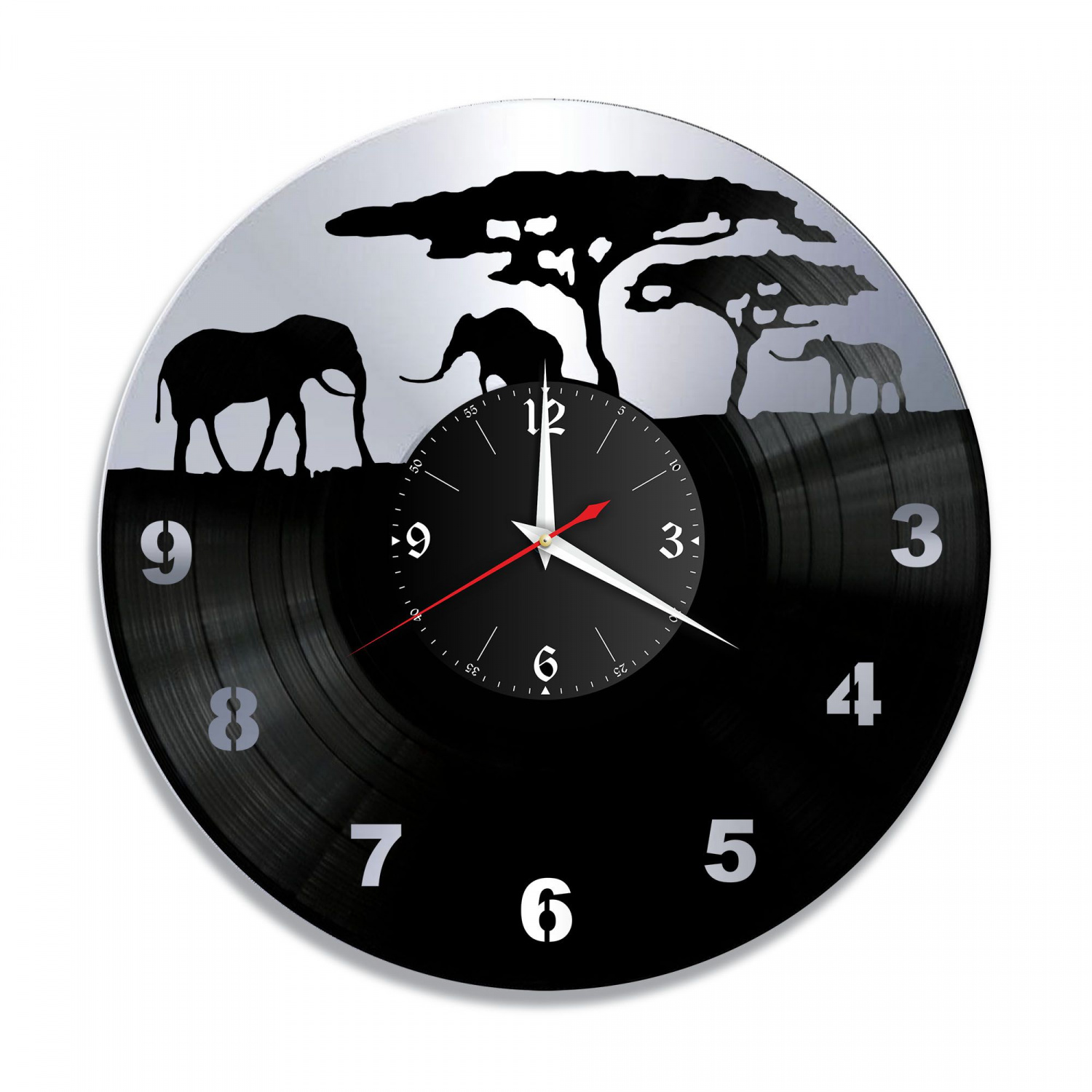 Часы настенные "Африка, серебро" из винила, №1 VC-10468-2
