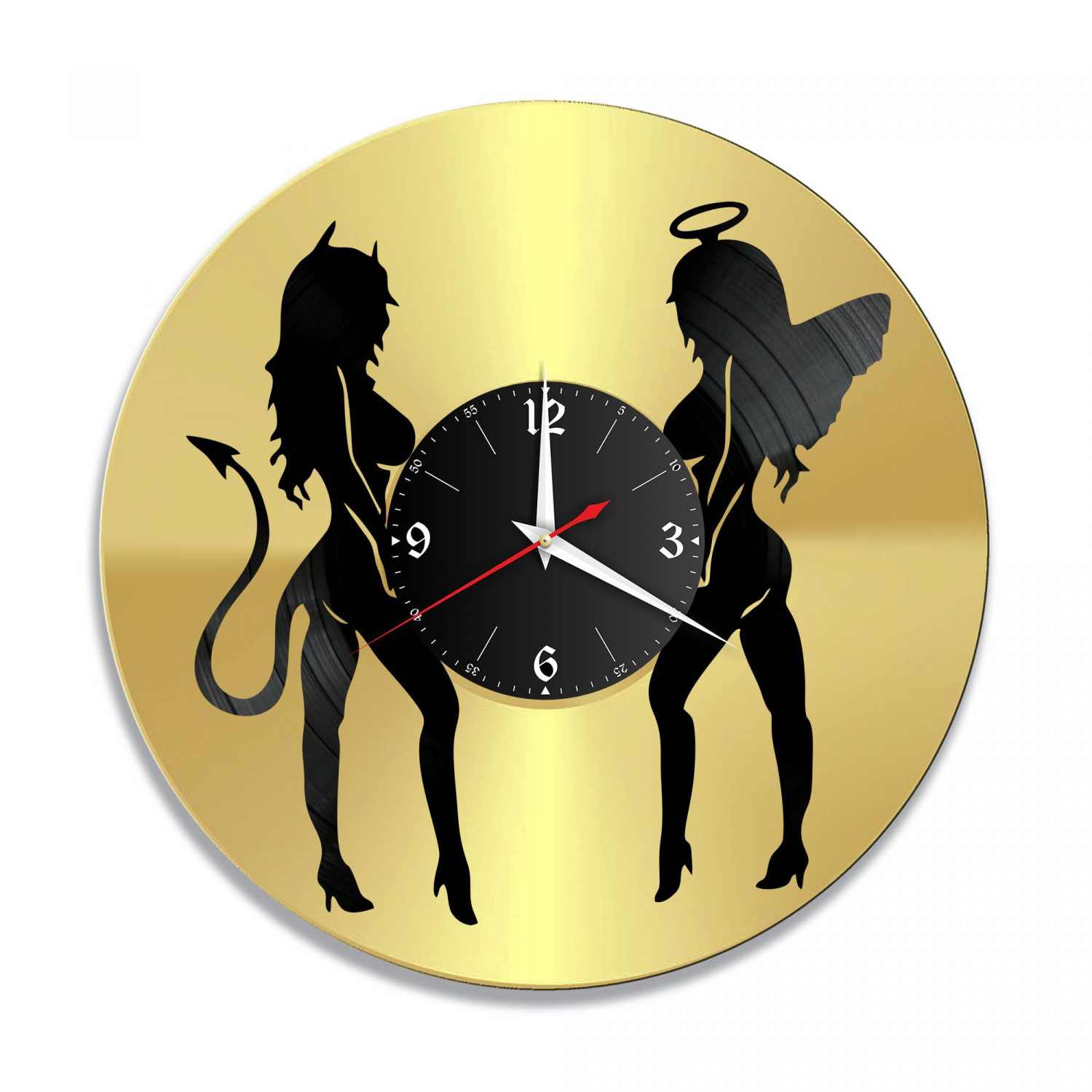 Часы настенные "Ангел и бес, золото" из винила, №1 VC-10686-1