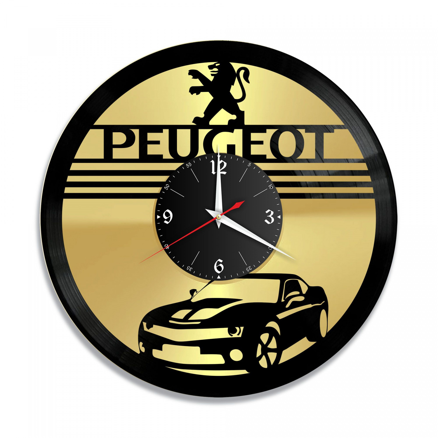 Часы настенные "Peugeot, золото" из винила, №1 VC-10424-1