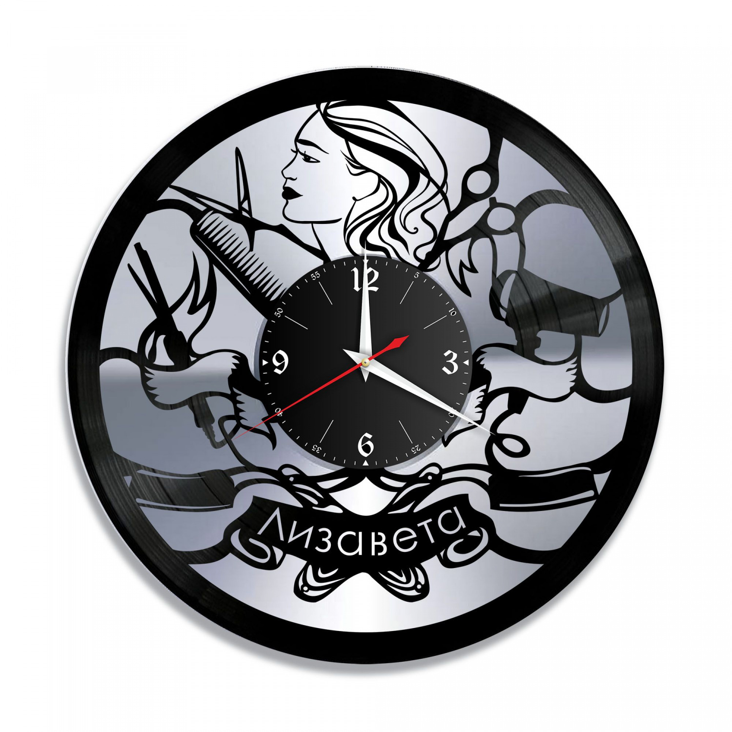 Часы настенные "Парикмахерская, серебро" из винила, №8 VC-10641-2