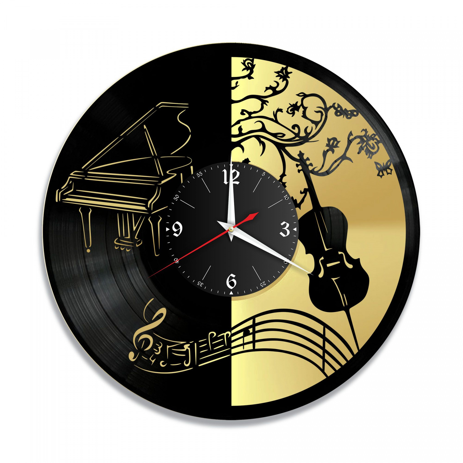 Часы настенные "Музыка, золото" из винила, №3 VC-10299-1
