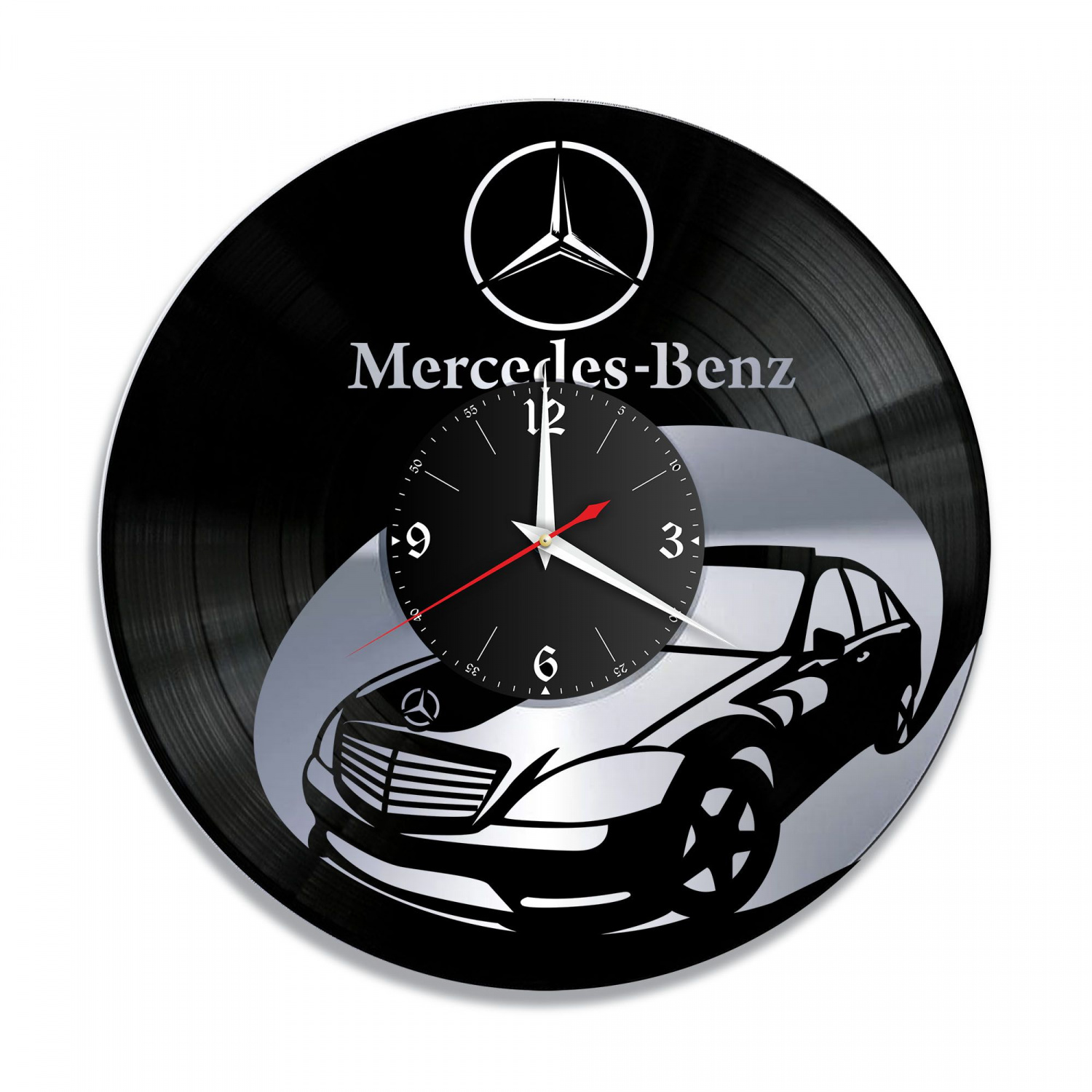 Часы настенные "Mercedes, серебро" из винила, №4 VC-12008-2