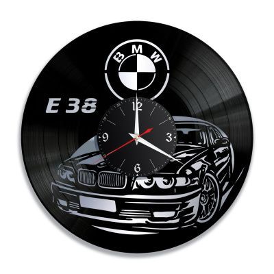 Часы настенные "БМВ (BMW E38), серебро" из винила, №8