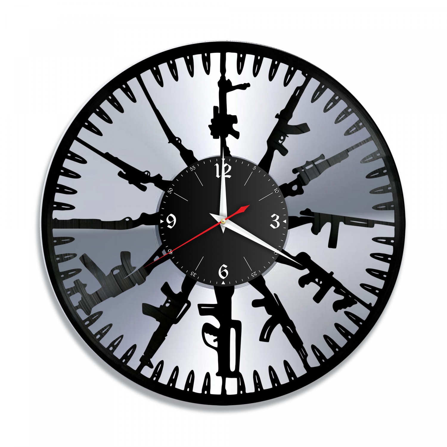 Часы настенные "Оружие, серебро" из винила, №1 VC-10583-2