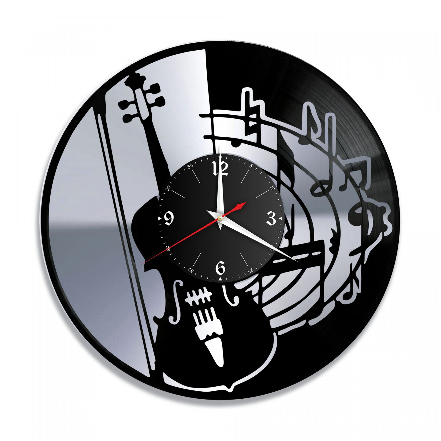 Часы настенные "Музыка, серебро" из винила, №4 VC-10300-2