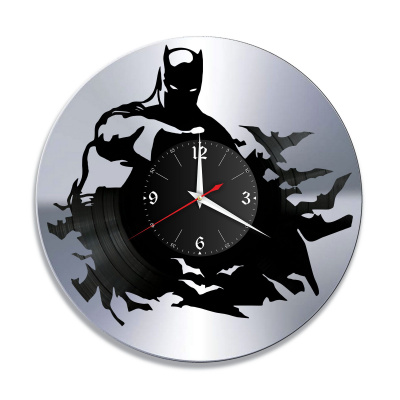 Часы настенные "Бэтмен (Batman), серебро" из винила, №6
