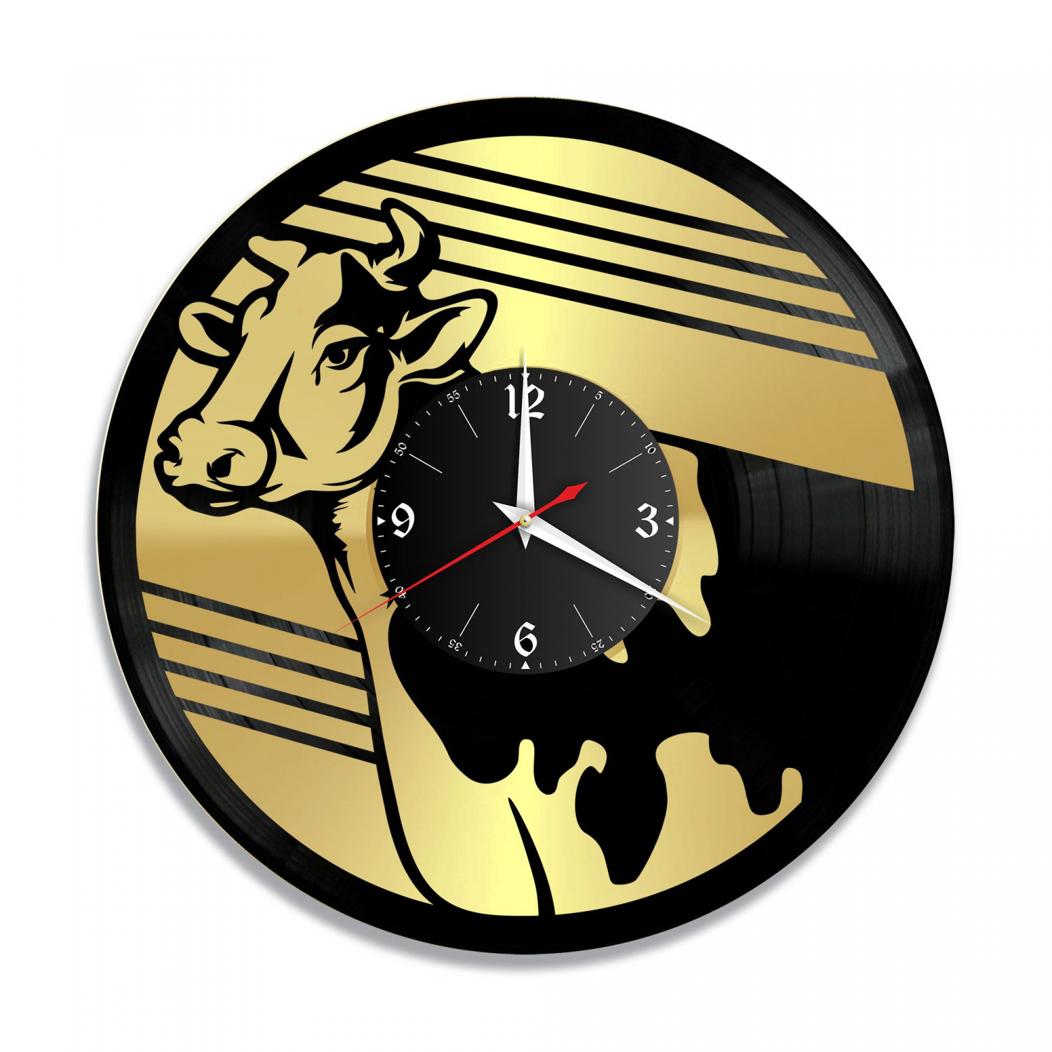 Часы настенные "Корова, золото" из винила, №1 VC-10711-1