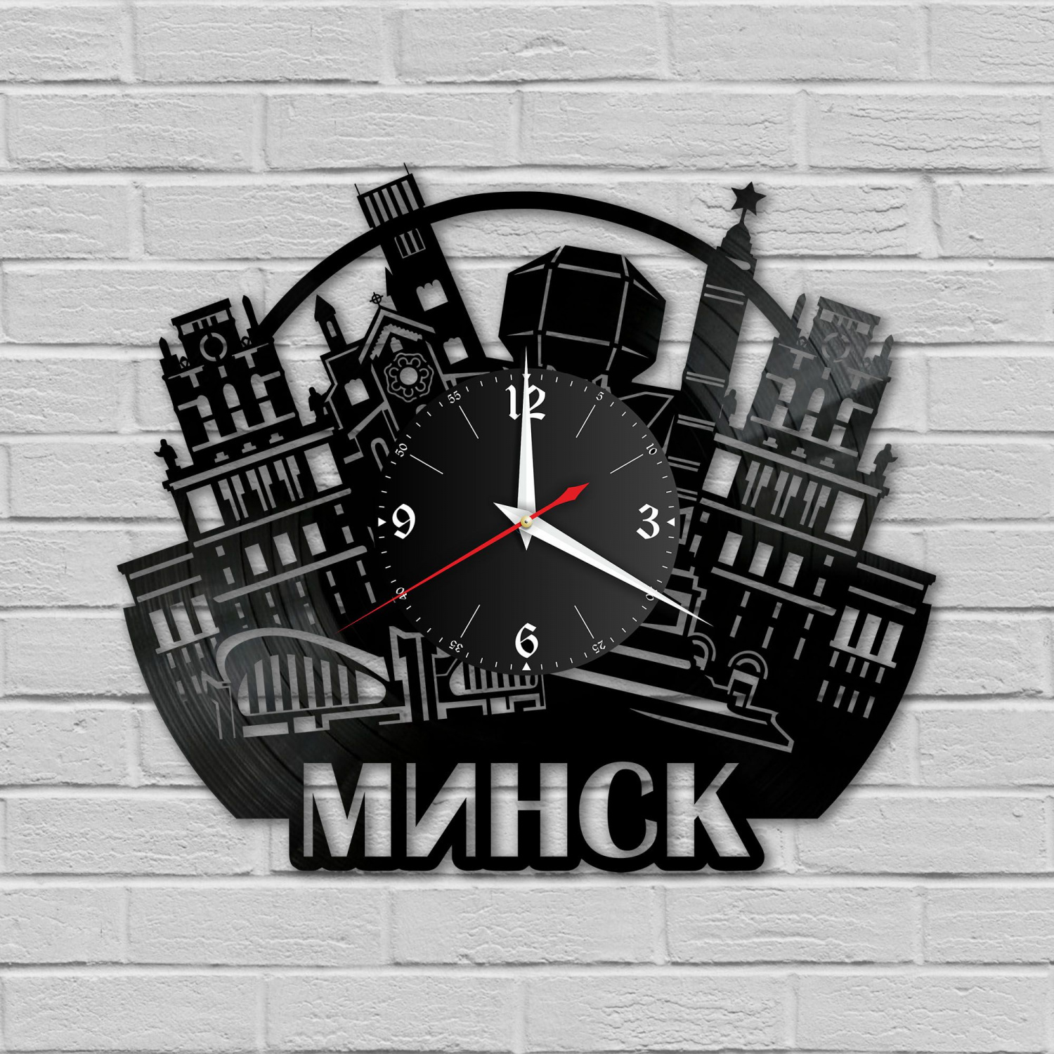 Часы настенные "город Минск RU" из винила, №3 VC-10463
