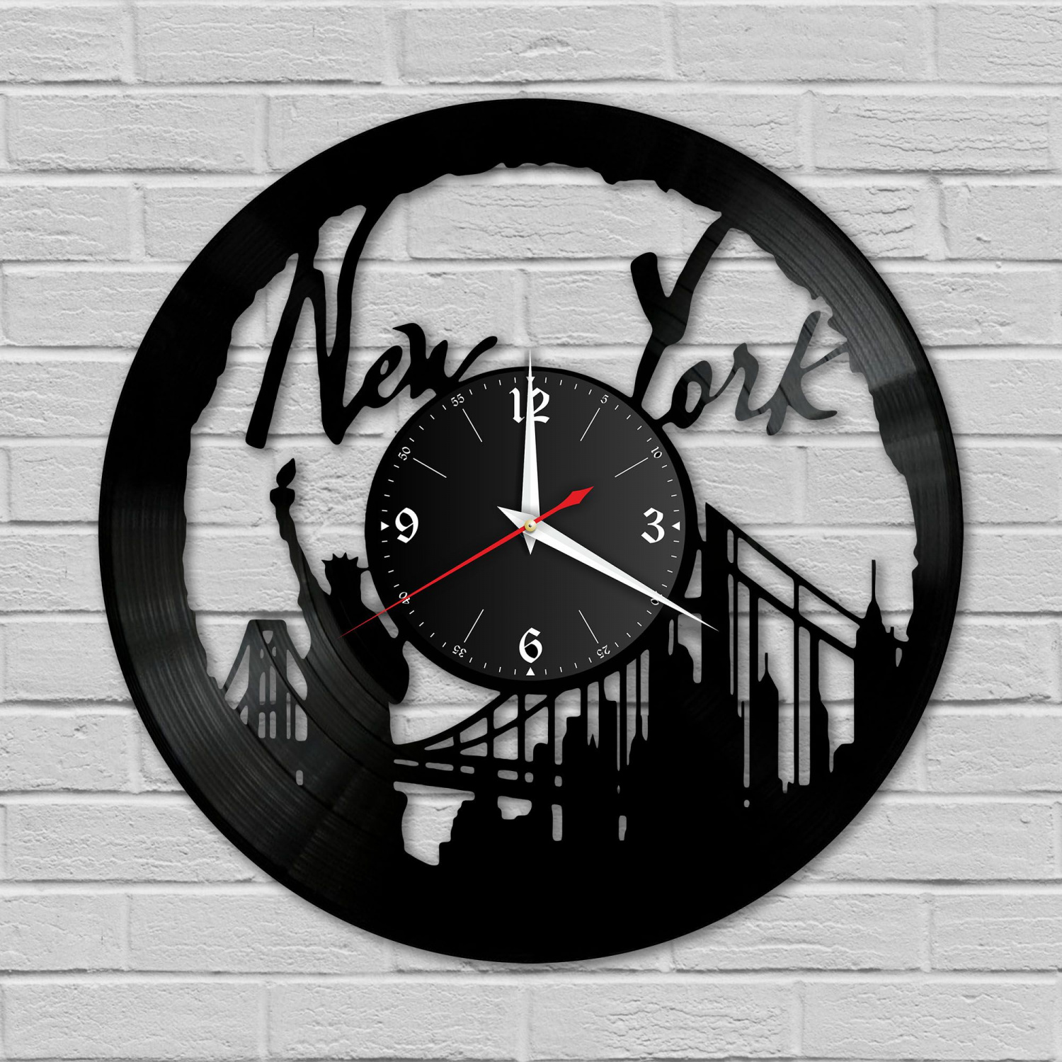 Часы настенные "город Нью-Йорк" из винила, №2 VC-10480