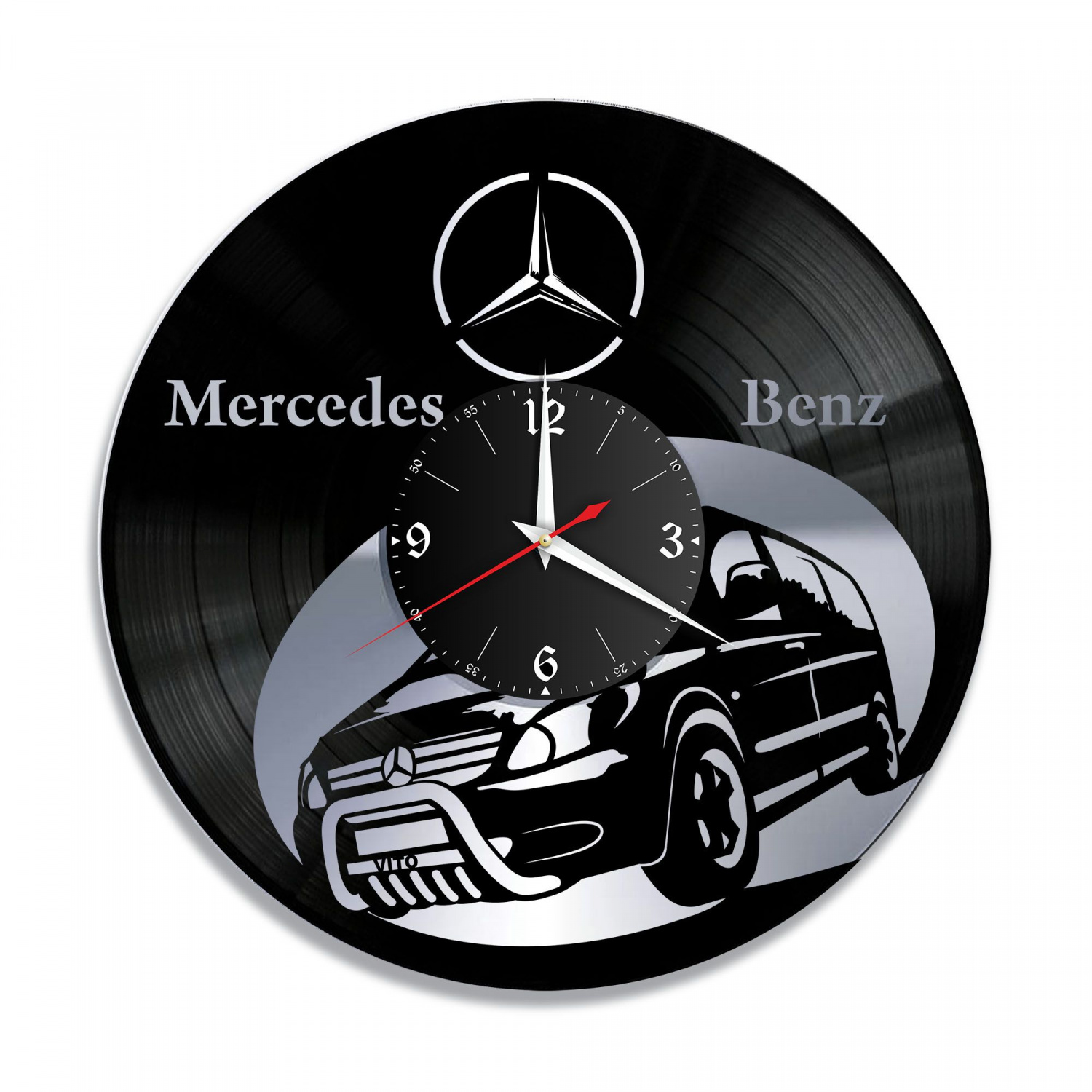 Часы настенные "Mercedes (VITO), серебро" из винила, №5 VC-12009-2