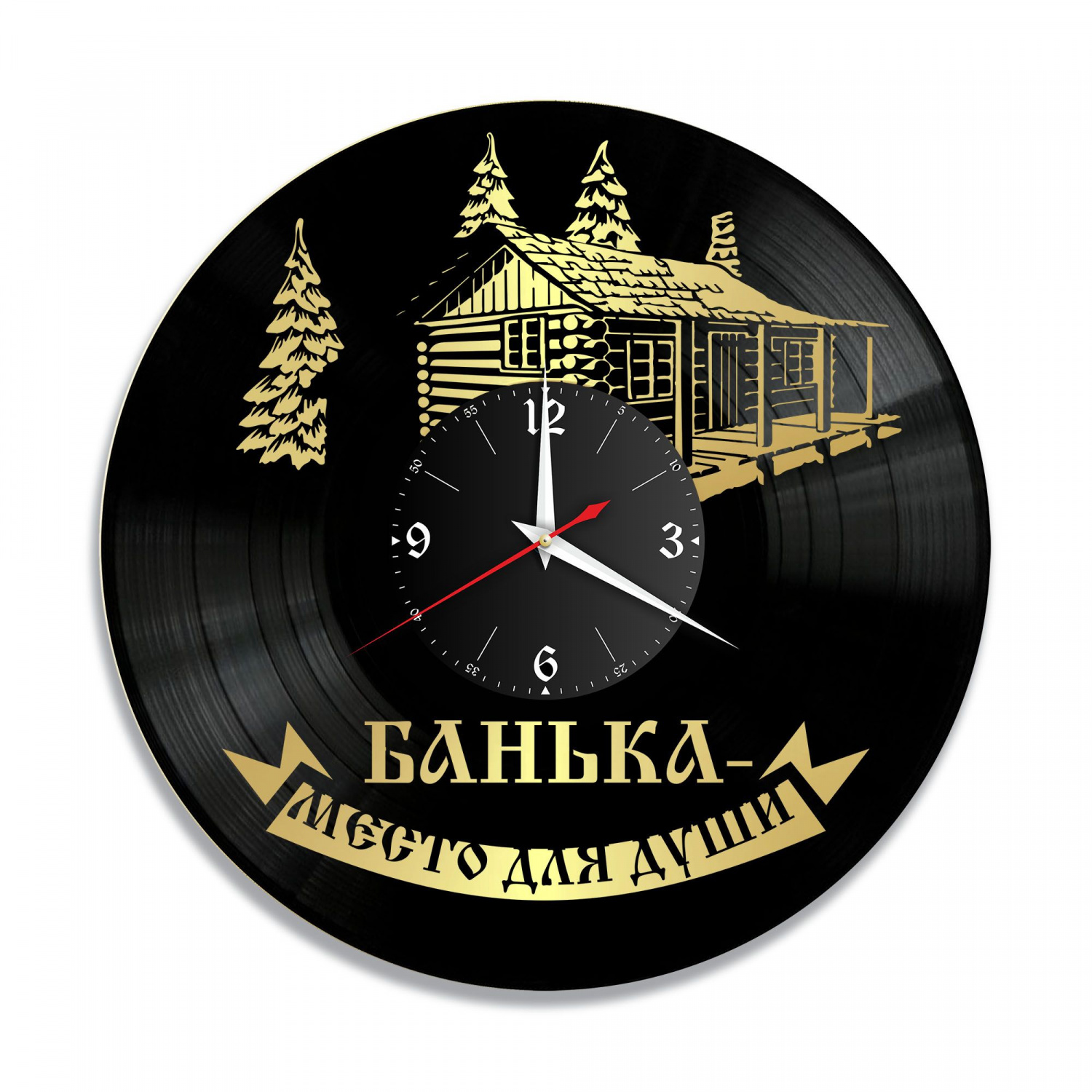 Часы настенные "Баня, золото" из винила, №1 VC-10590-1