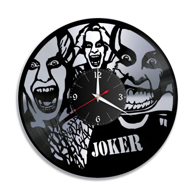 Часы настенные "Джокер (Joker), серебро" из винила, №5