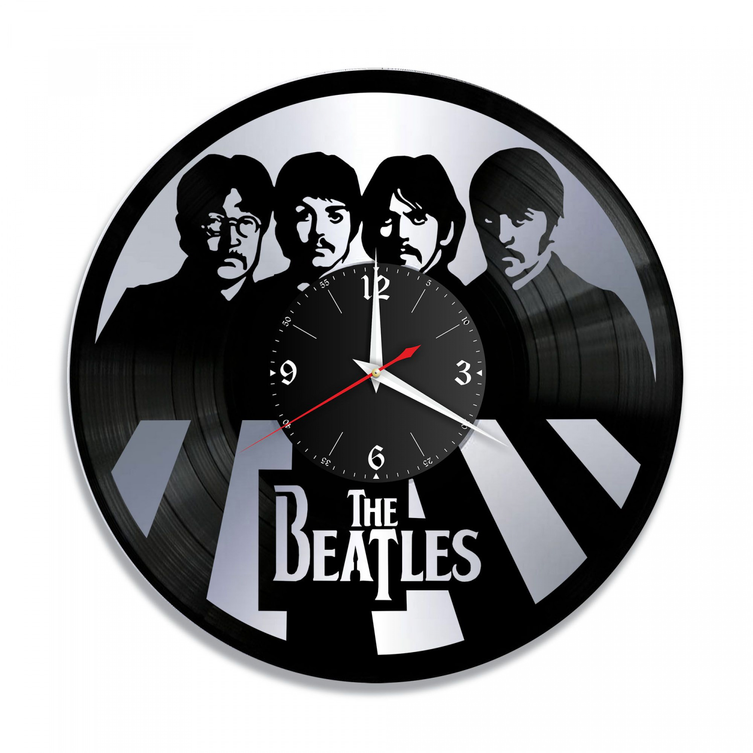 Часы настенные "группа Битлз (The Beatles), серебро" из винила, №9 VC-10187-2
