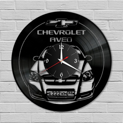 Часы настенные "Chevrolet AVEO (Ваш госномер)" из винила, №3