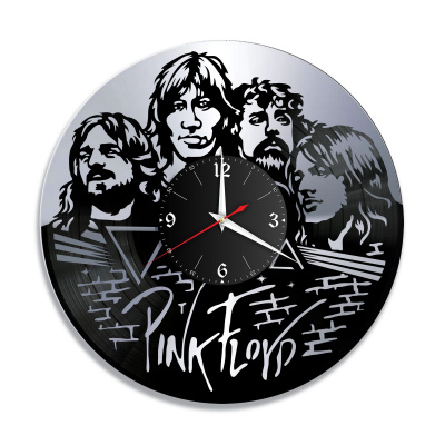 Часы настенные "группа Pink Floyd, серебро" из винила, №1
