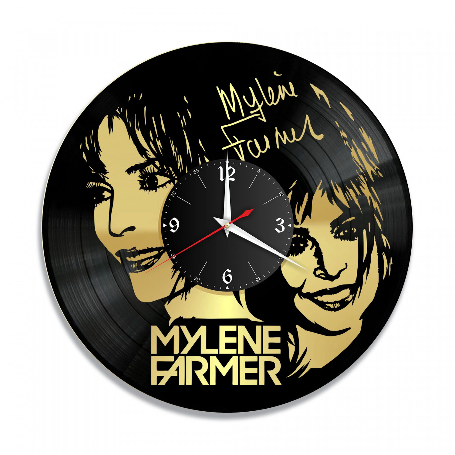 Часы настенные "Mylene Farmer (Милен Фармер), золото" из винила, №4 VC-10225-1