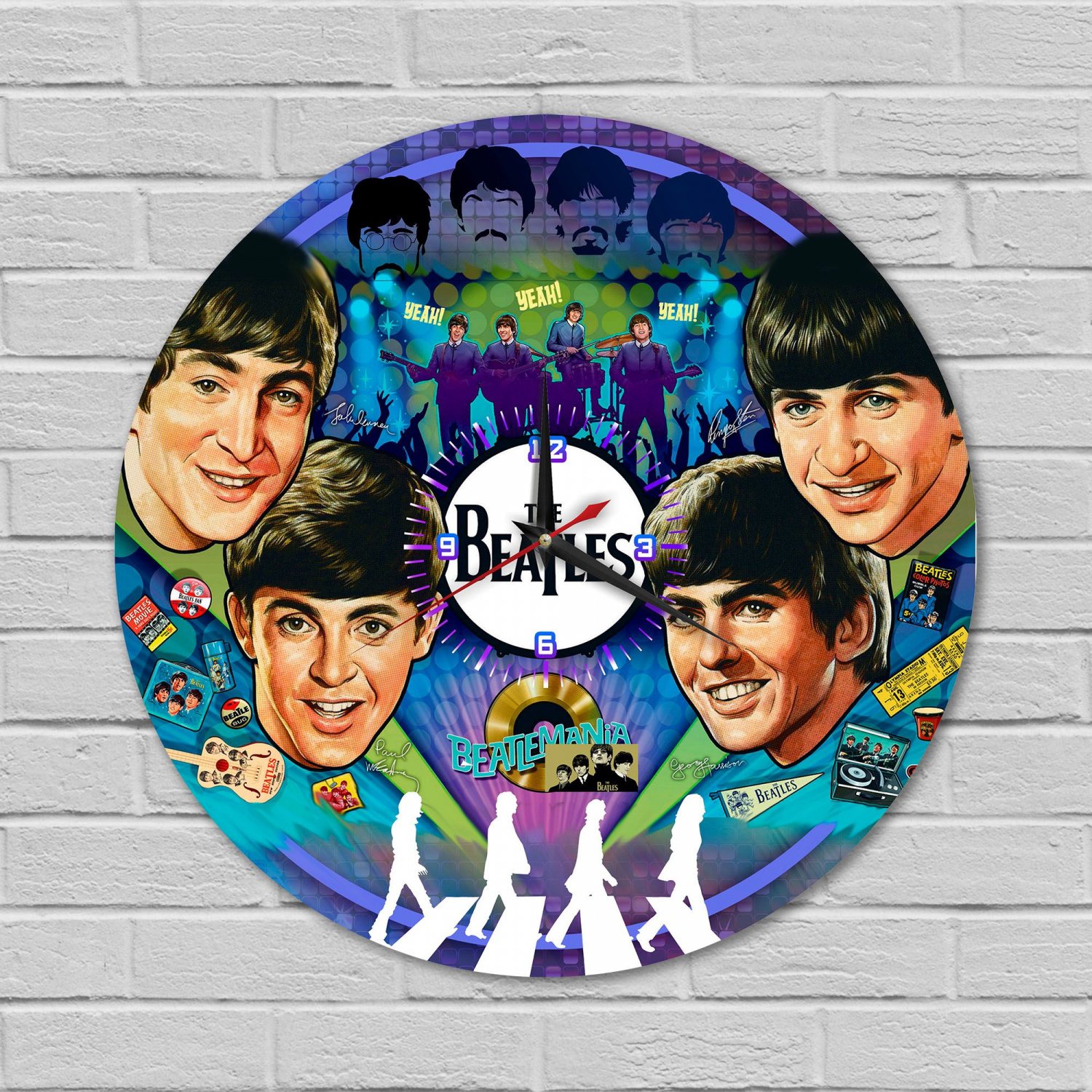 Часы настенные "группа Битлз (The Beatles)" из винила, №1, с принтом VC-11042
