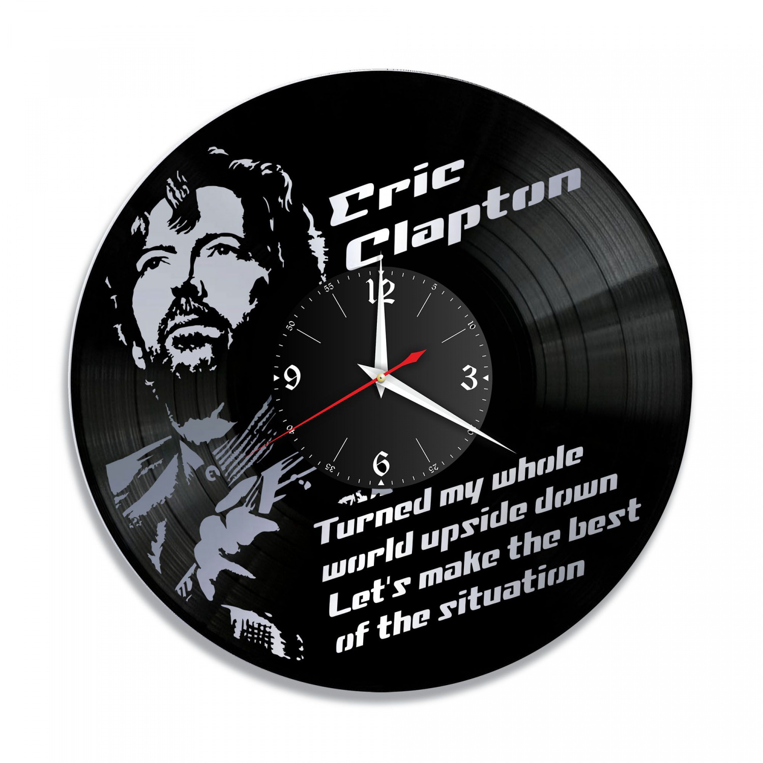Часы настенные "Eric Clapton, серебро" из винила, №1 VC-10813-2