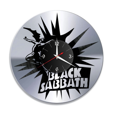 Часы настенные "группа Black Sabbath, серебро" из винила, №1