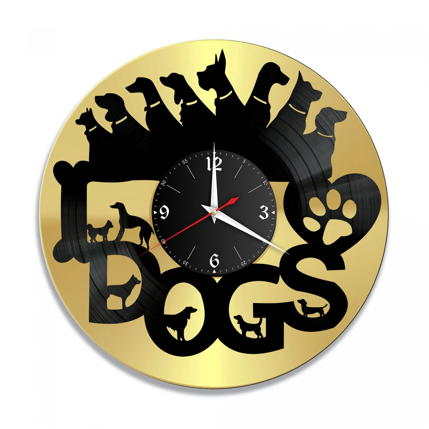 Часы настенные "Собака, золото" из винила, №5 VC-10906-1