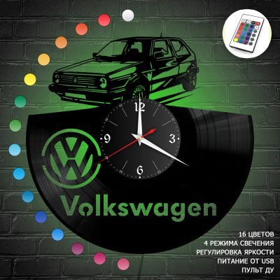 Часы с подсветкой "Volkswagen" из винила, №3