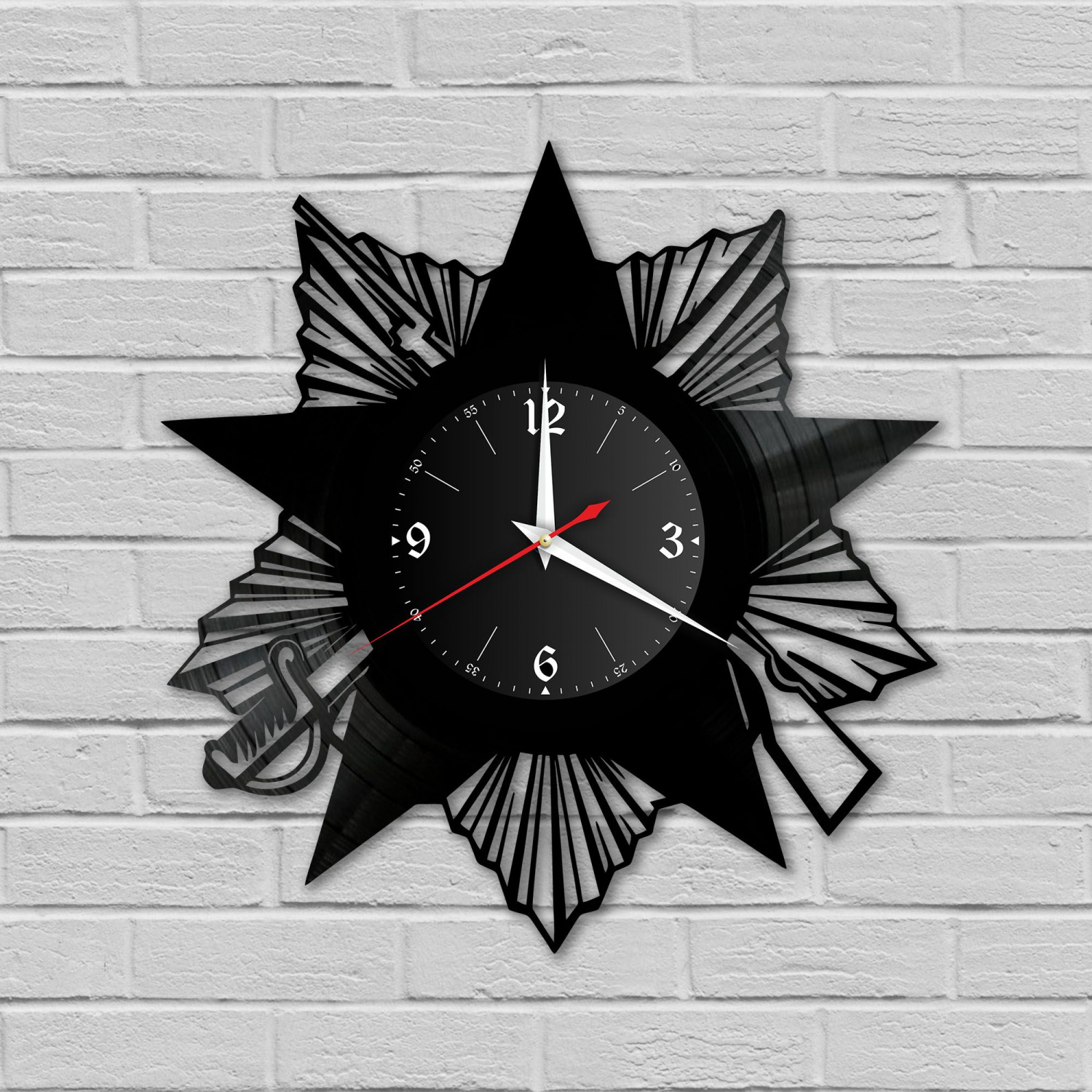 Часы настенные "9 мая (Орден Победы)" из винила, №1 VC-10664