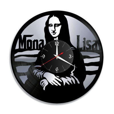 Часы настенные "Мона Лиза (Джоконда), серебро" из винила, №1