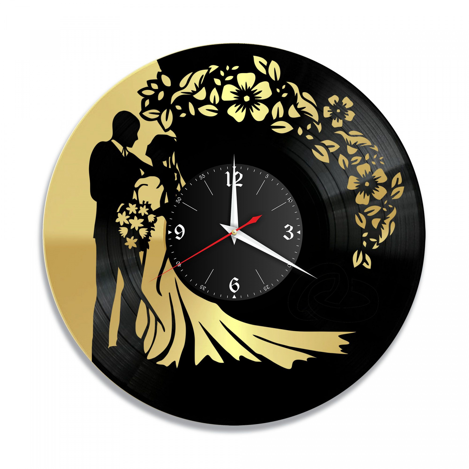 Часы настенные "Свадьба, золото" из винила, №1 VC-10676-1