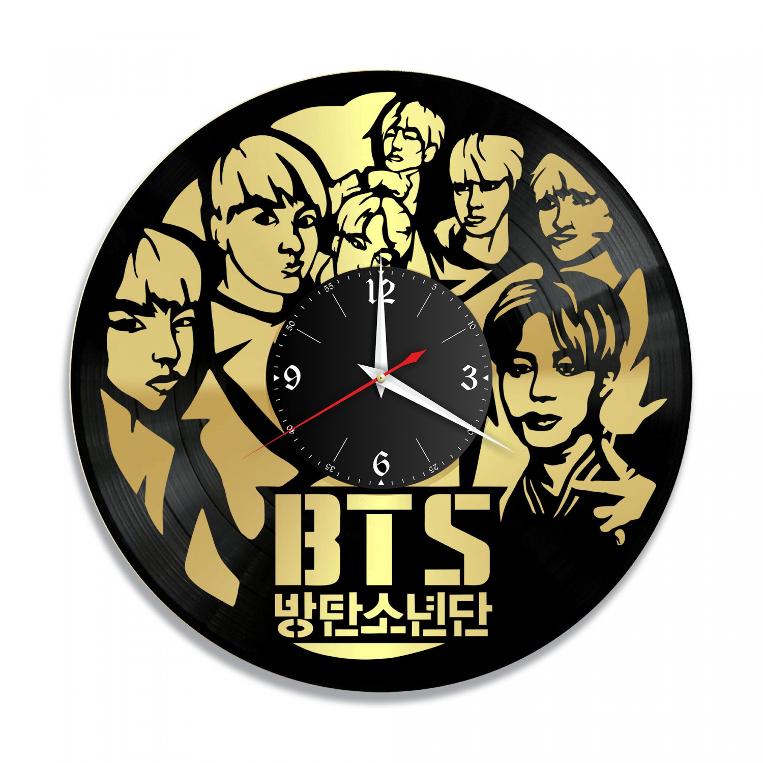 Часы настенные "группа BTS, золото" из винила, №3 VC-10279-1