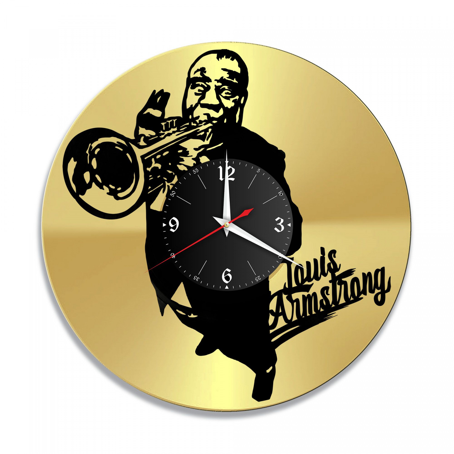 Часы настенные "Louis Armstrong (Луи Армстронг), золото" из винила, №1 VC-10220-1