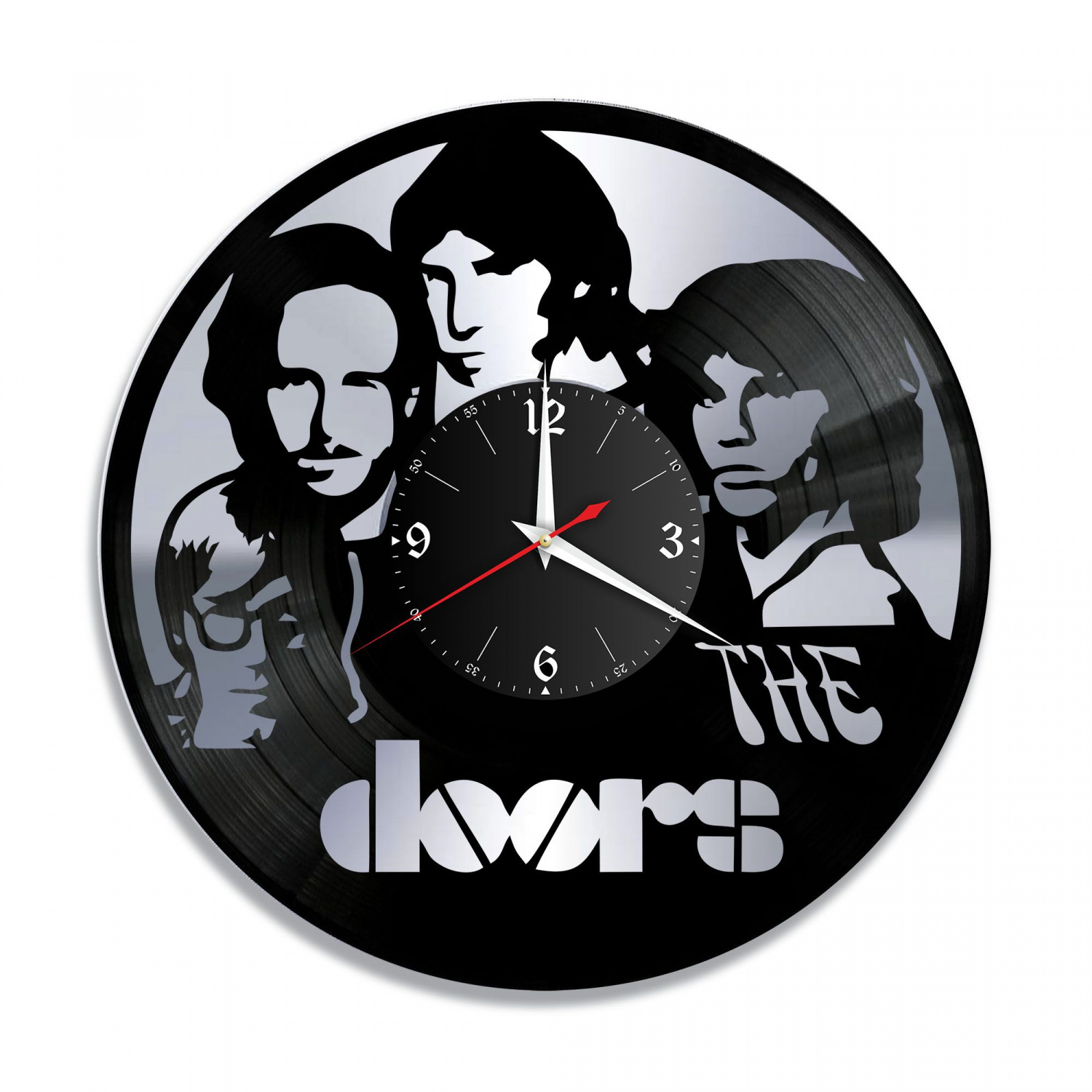 Часы настенные "группа The Doors, серебро" из винила, №1 VC-10170-2