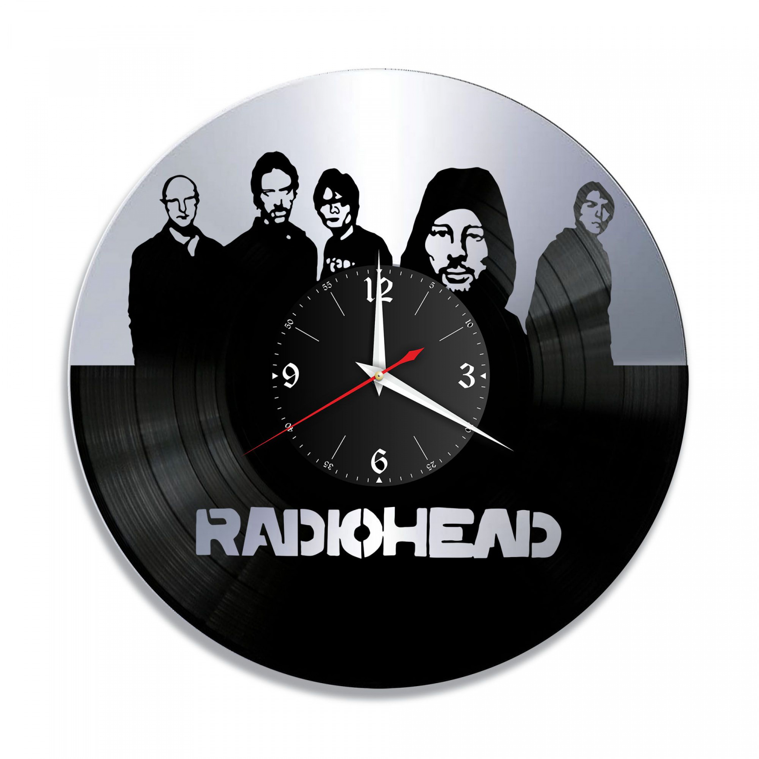 Часы настенные "группа Radiohead, серебро" из винила, №1 VC-10143-2