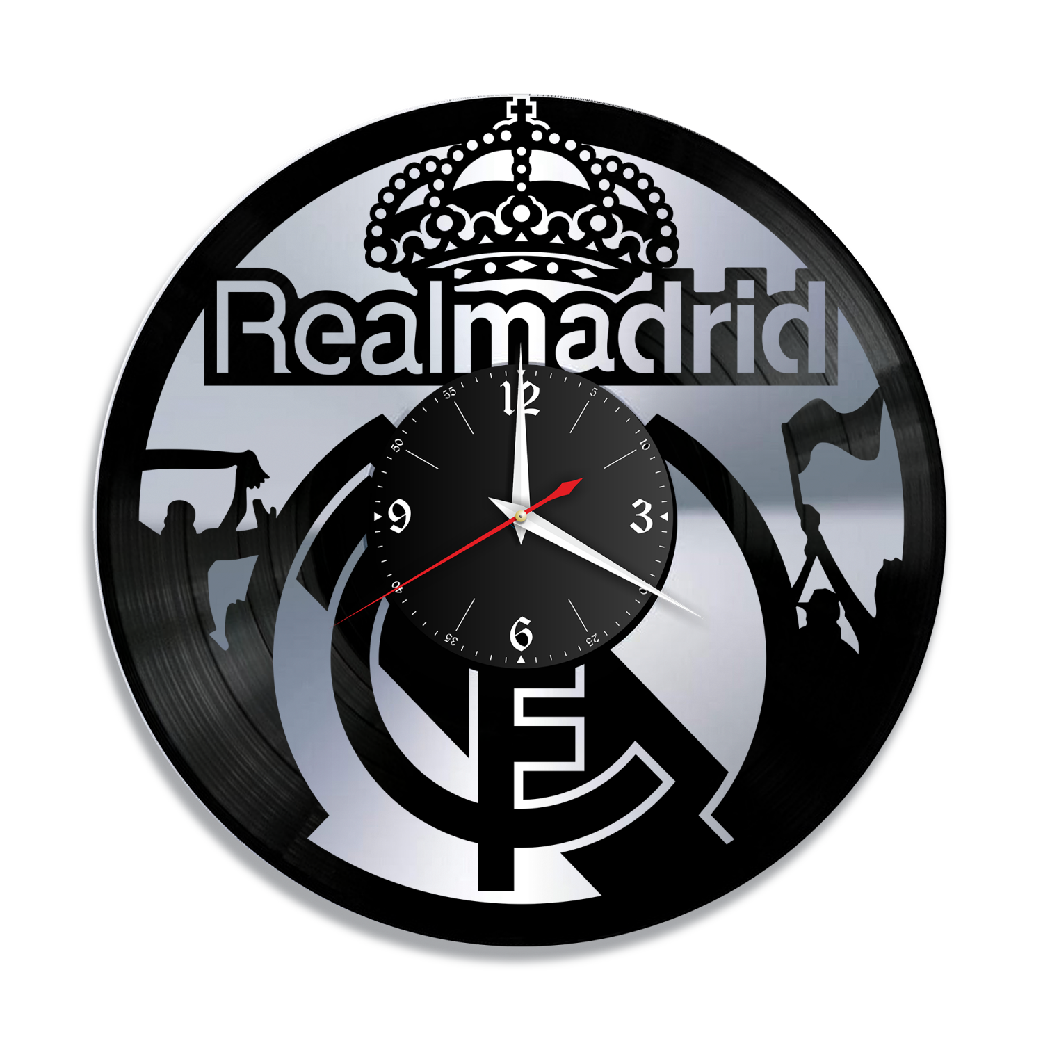 Часы настенные "ФК Реал Мадрид, серебро" из винила, №R1 VC-12160-2