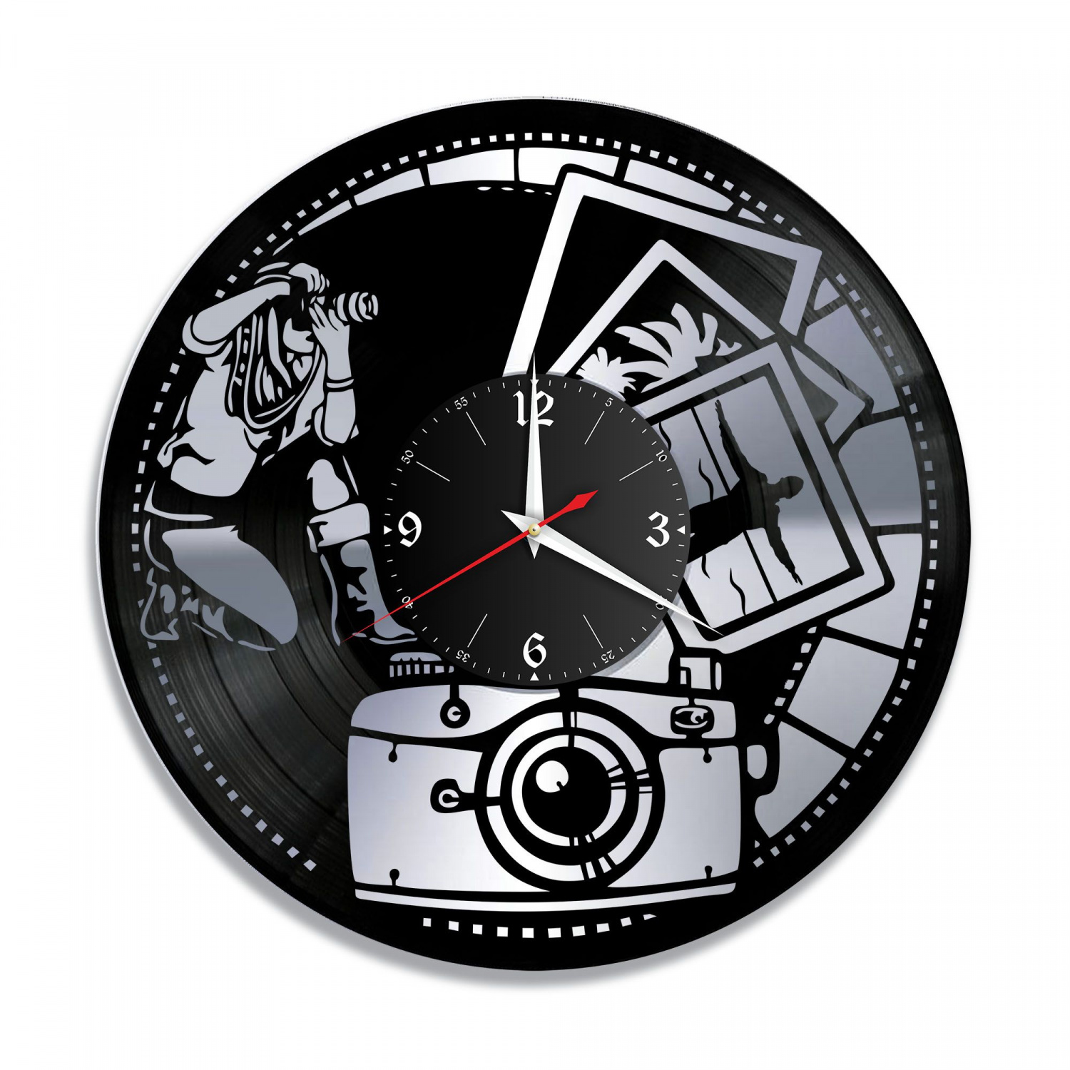 Часы настенные "Фотограф, серебро" из винила, №1 VC-10656-2