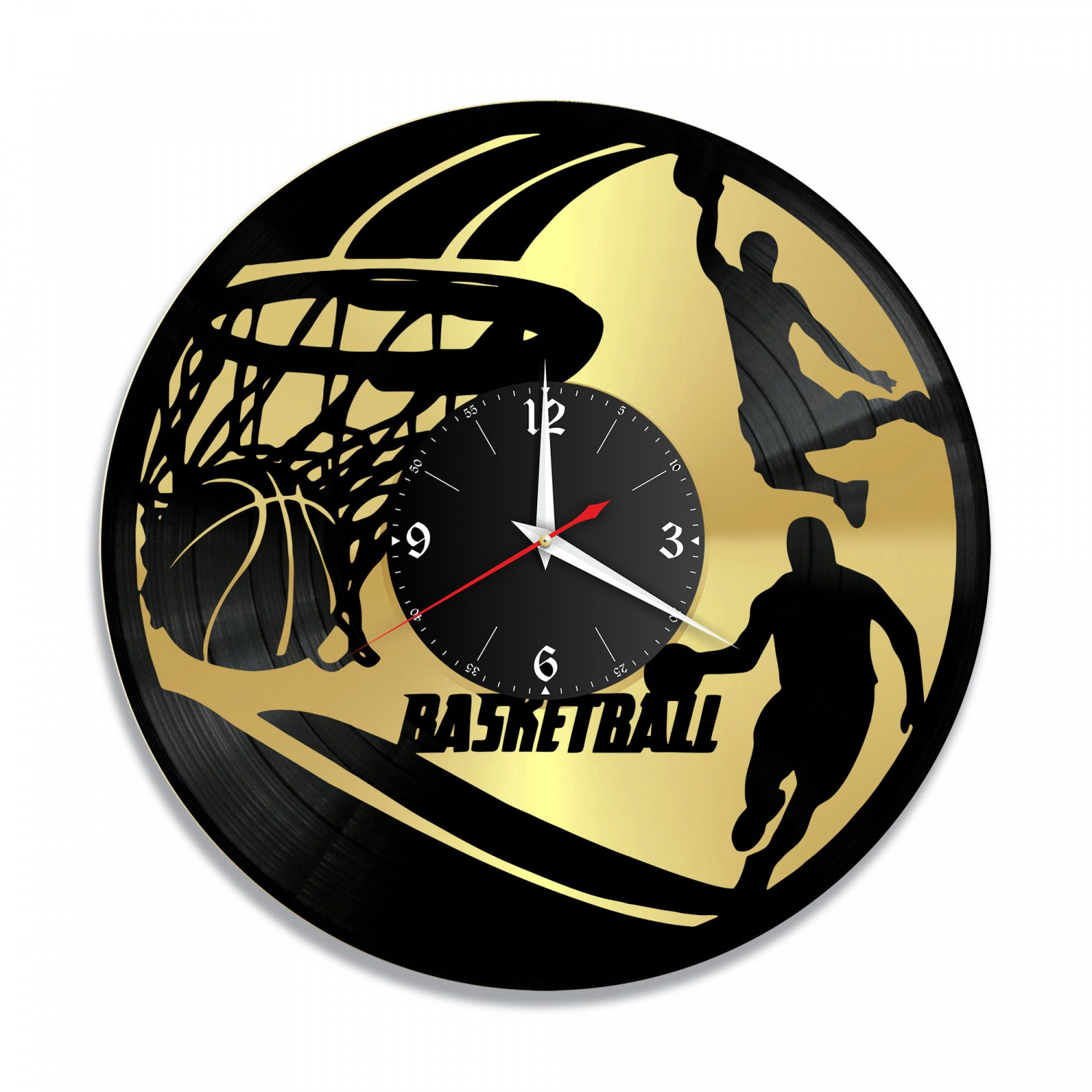 Часы настенные "Баскетбол, золото" из винила, №2 VC-10517-1