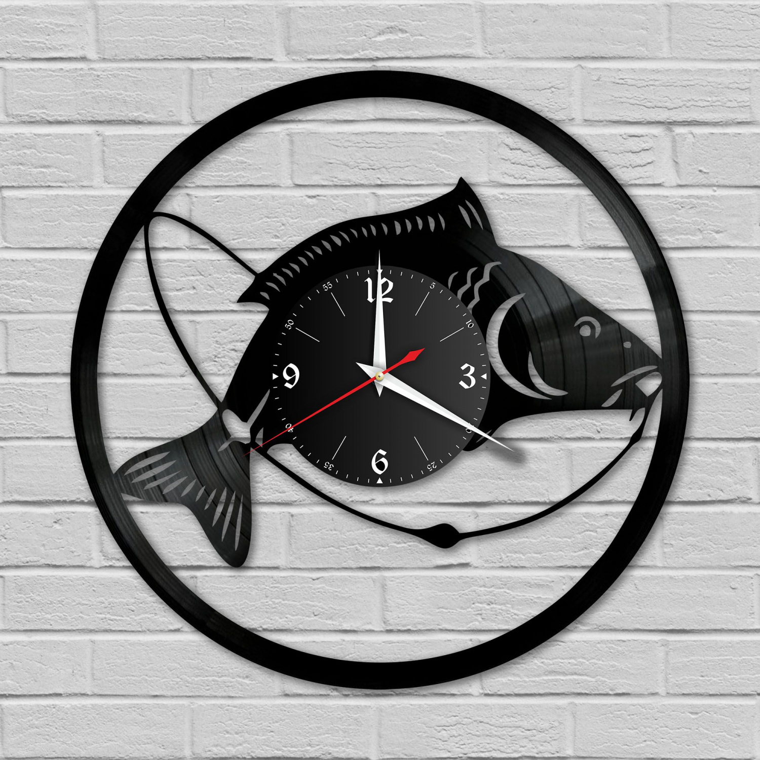 Часы настенные "Рыбалка" из винила, №5 VC-10625