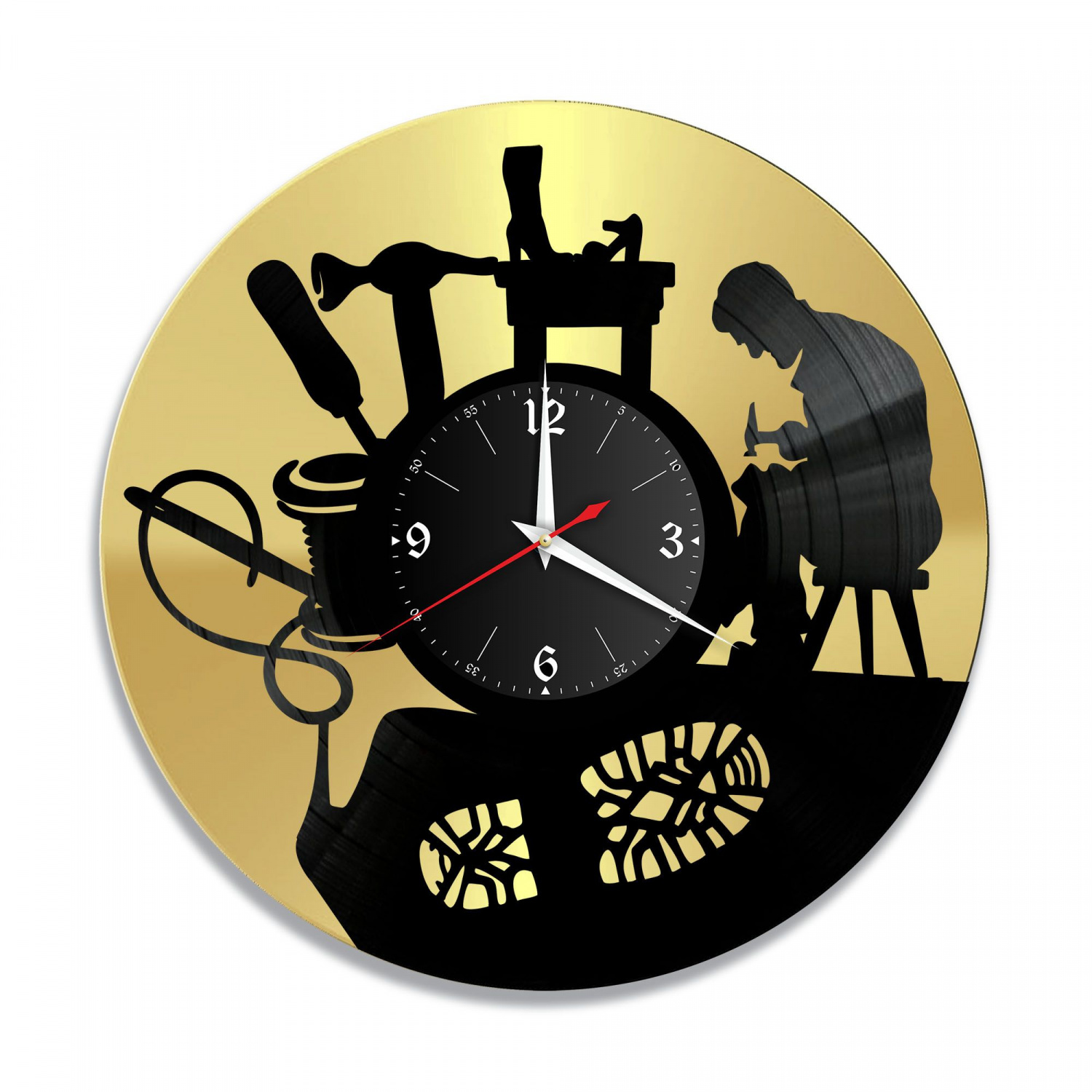 Часы настенные "Сапожник, золото" из винила, №1 VC-10654-1