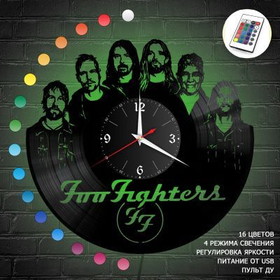 Часы с подсветкой "группа Foo Fighters" из винила, №1