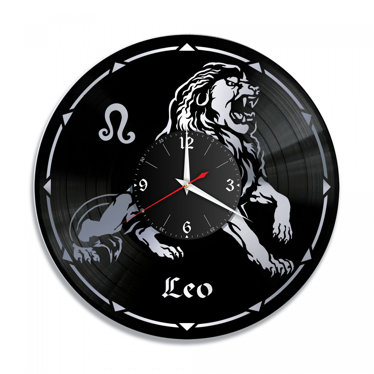 Часы настенные "Знаки Зодиака (Лев), серебро" из винила, №5 VC-10393-2