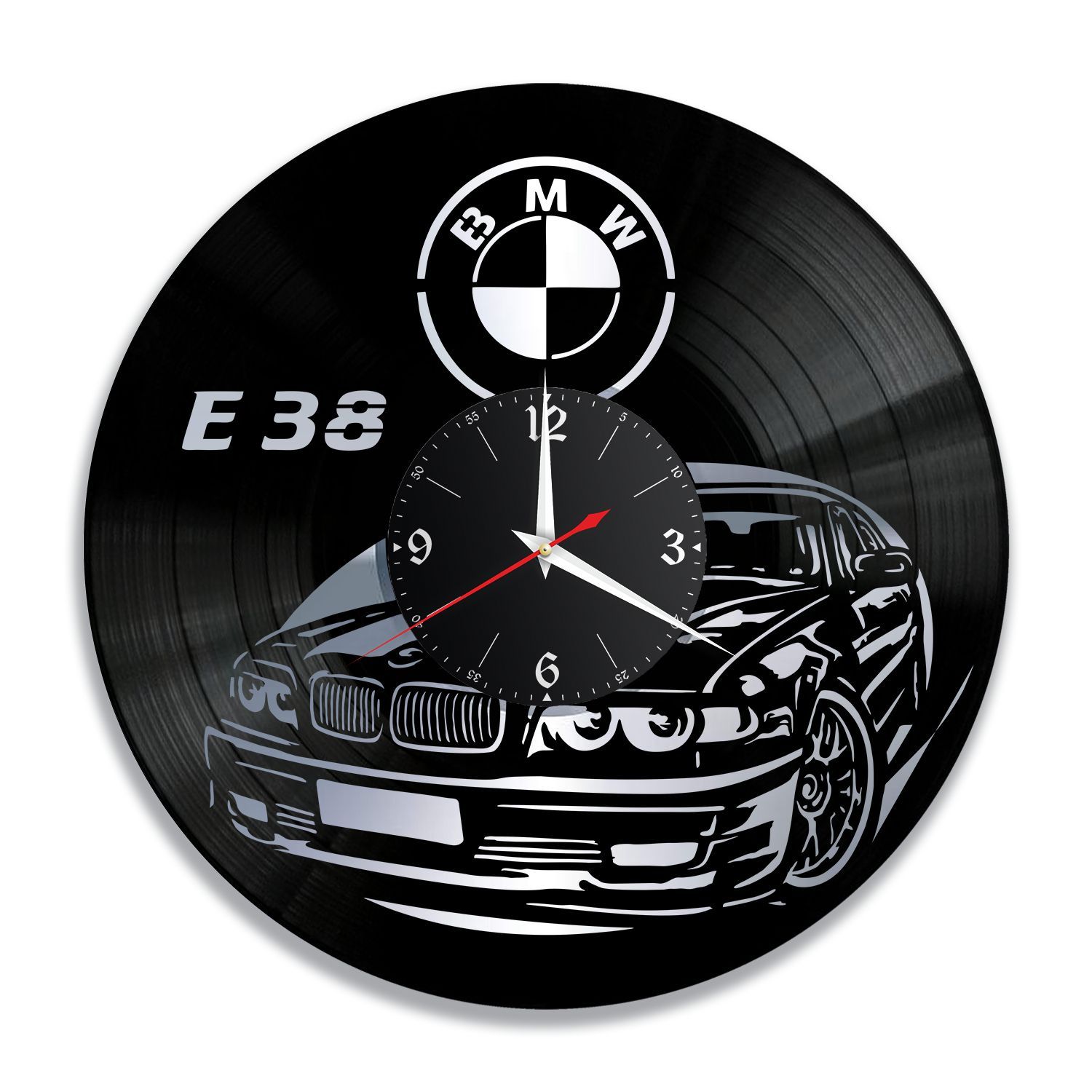 Часы настенные "БМВ (BMW E38), серебро" из винила, №8 VC-12204-2