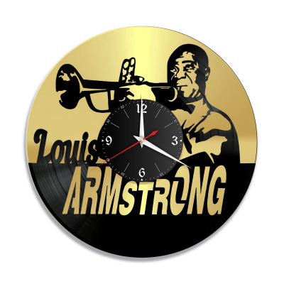 Часы настенные "Louis Armstrong (Луи Армстронг), золото" из винила, №2